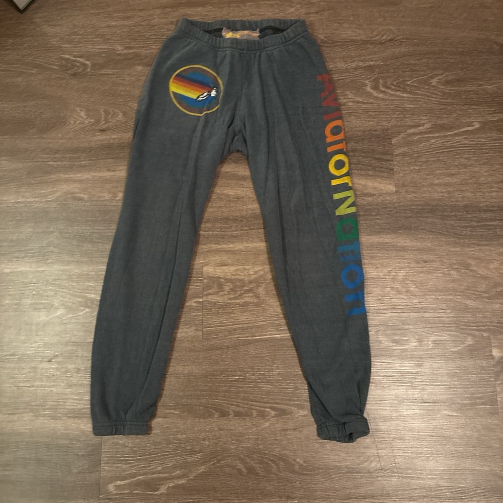 Aviator Nation Charcoal Joggers with Rainbow Logo